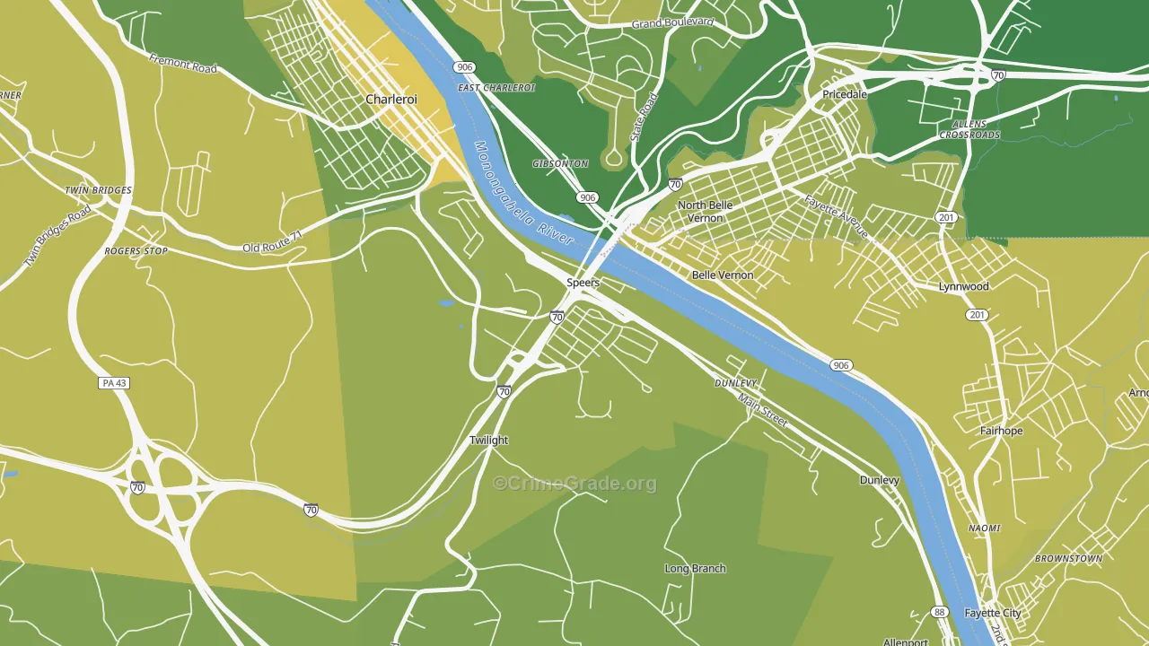 Speers, PA Map of Vehicle Theft Rates