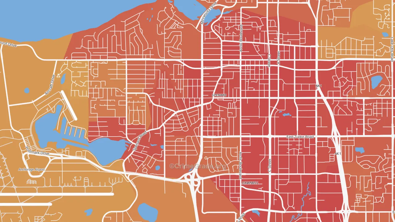 Spenard, Anchorage, AK Map of Vehicle Theft Rates