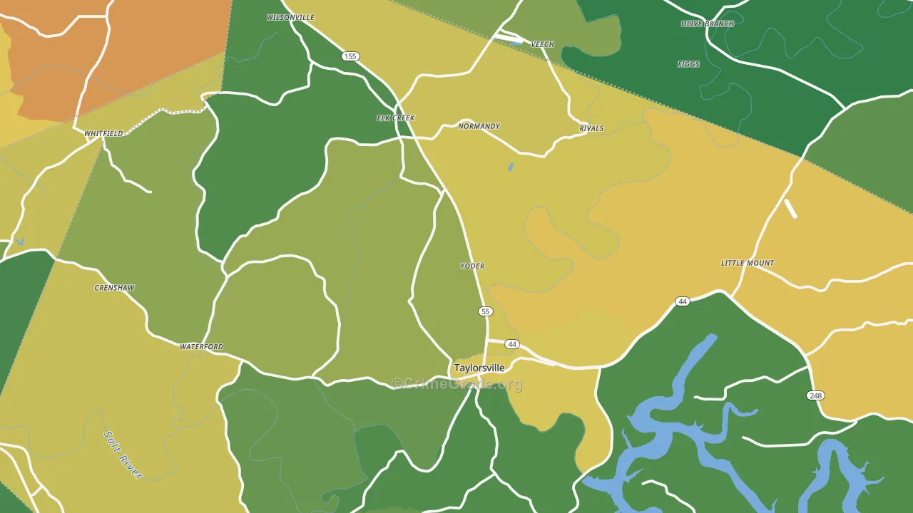 Spencer County, KY Map of Vehicle Theft Rates