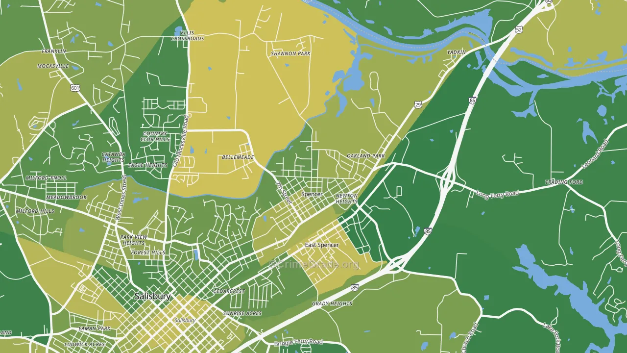 Spencer, NC Map of Vehicle Theft Rates