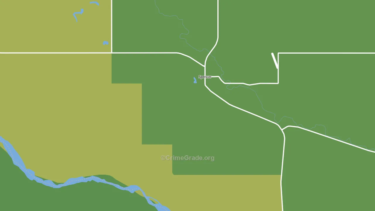 Spencer, NE Map of Vehicle Theft Rates