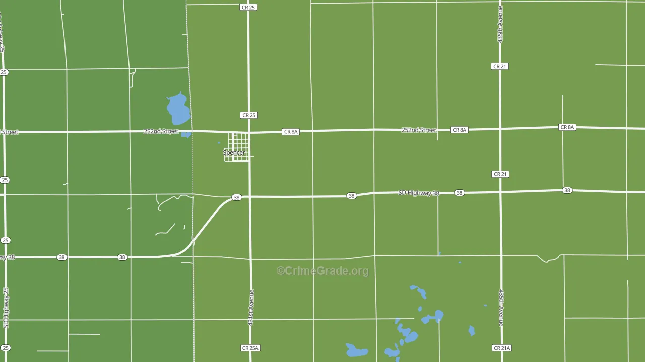 Spencer, SD Map of Vehicle Theft Rates