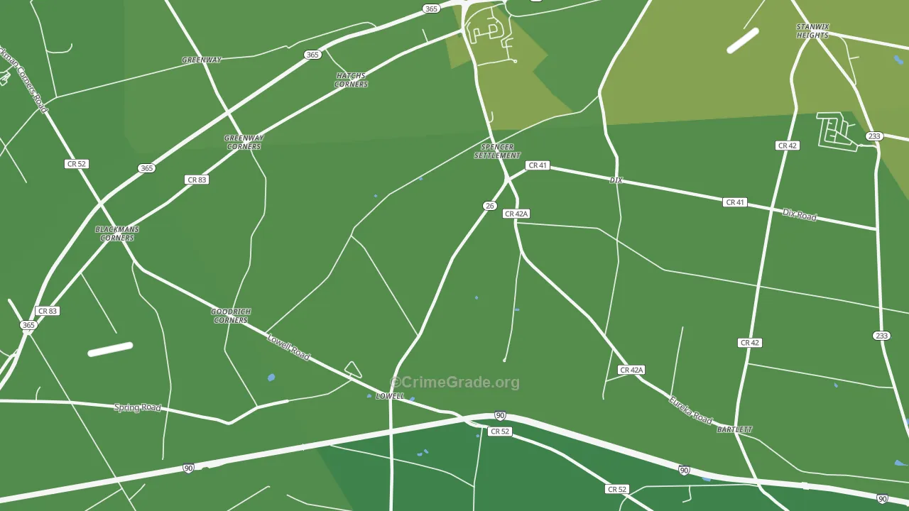 Spencer Settlement, NY Map of Vehicle Theft Rates