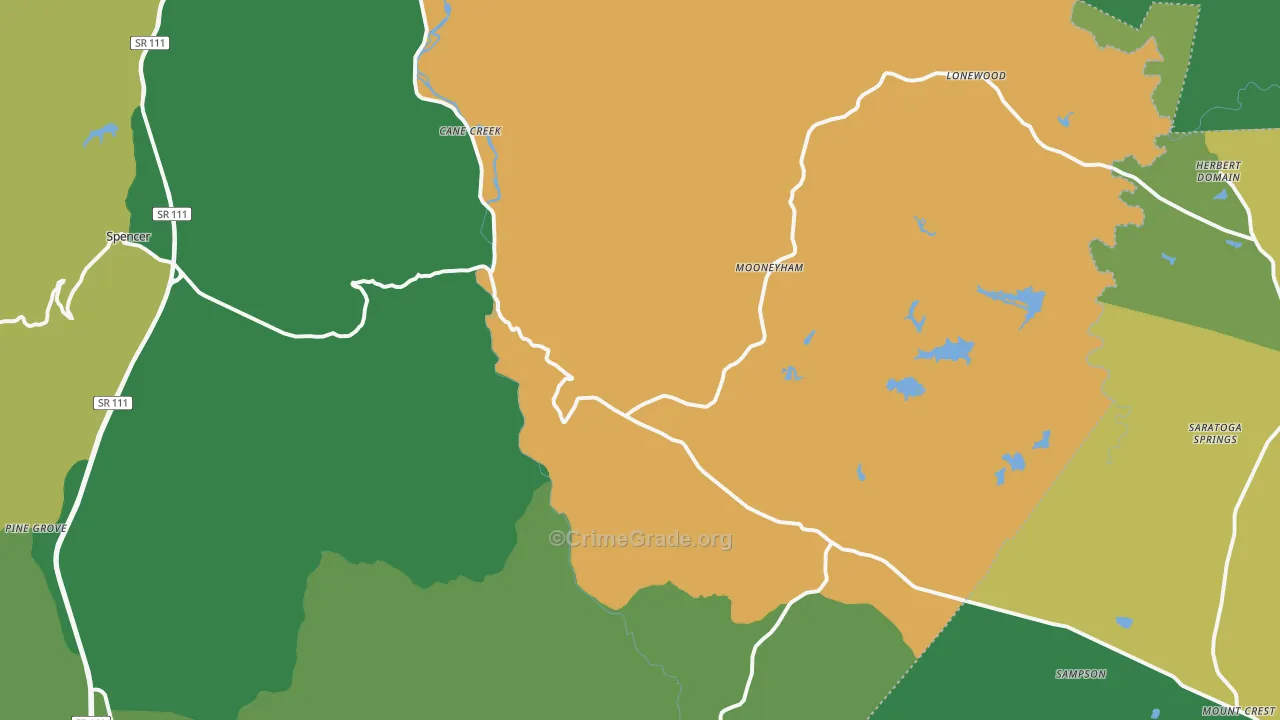 Spencer, TN Map of Vehicle Theft Rates