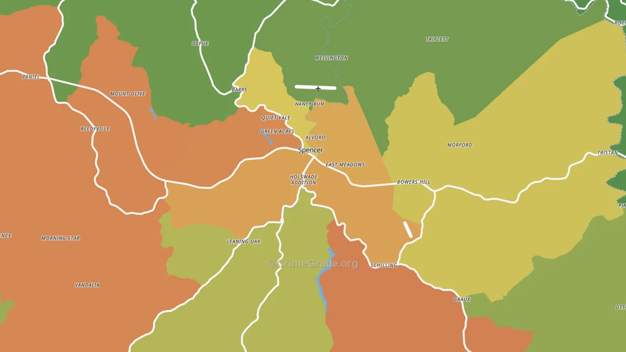 Spencer, WV Map of Vehicle Theft Rates