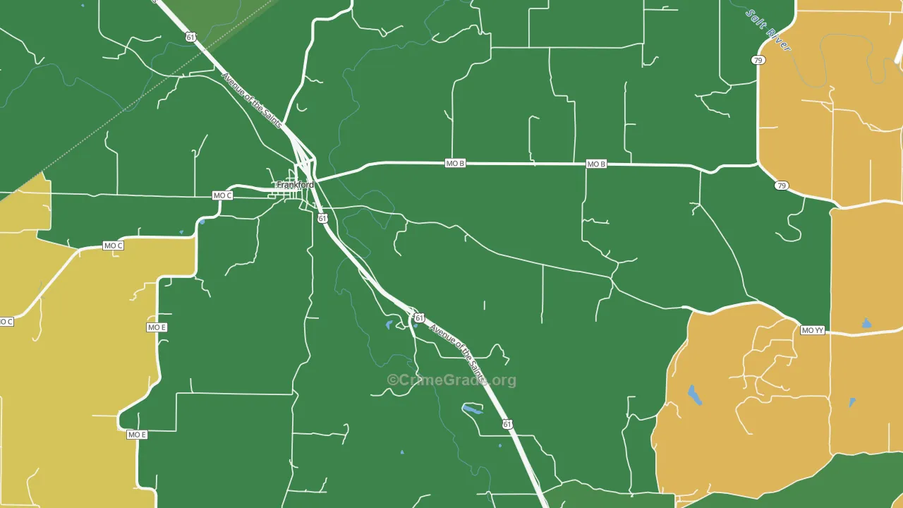 Spencerburg, MO Map of Vehicle Theft Rates