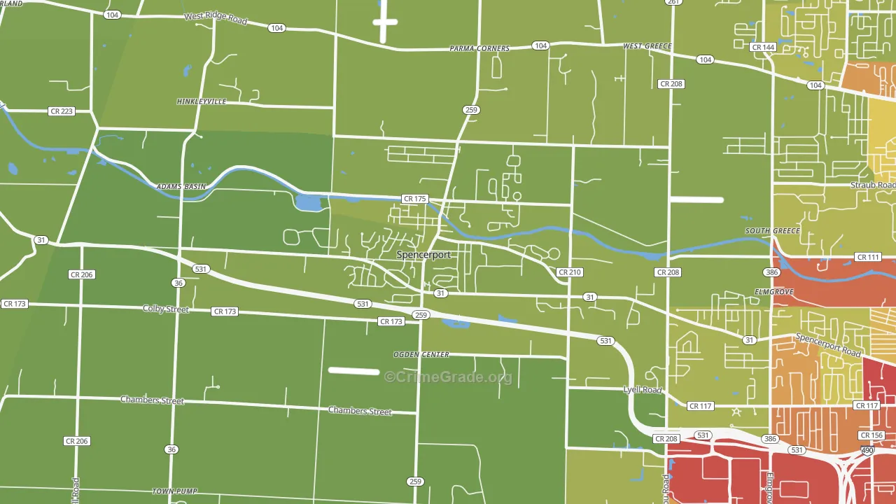 Spencerport, NY Map of Vehicle Theft Rates