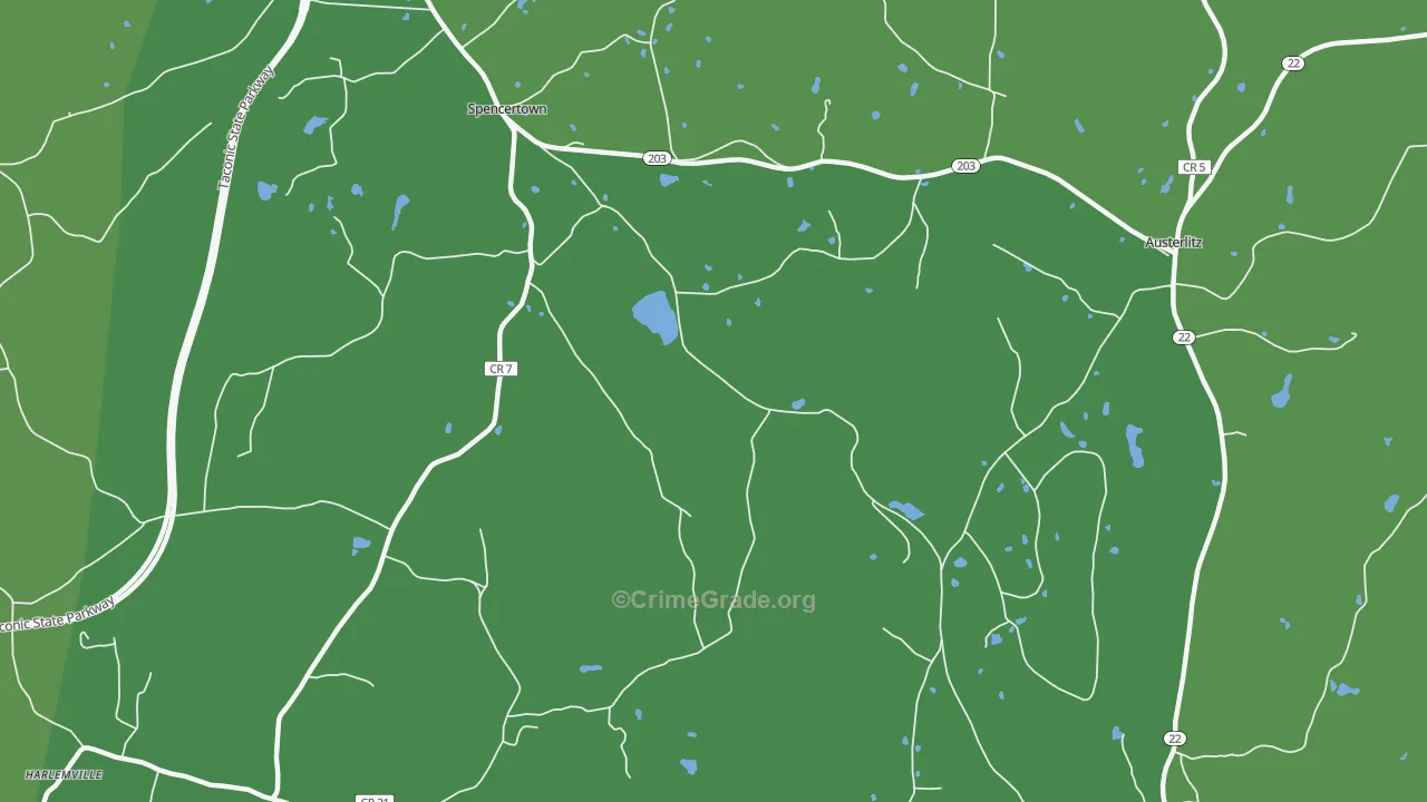 Spencertown, NY Map of Vehicle Theft Rates