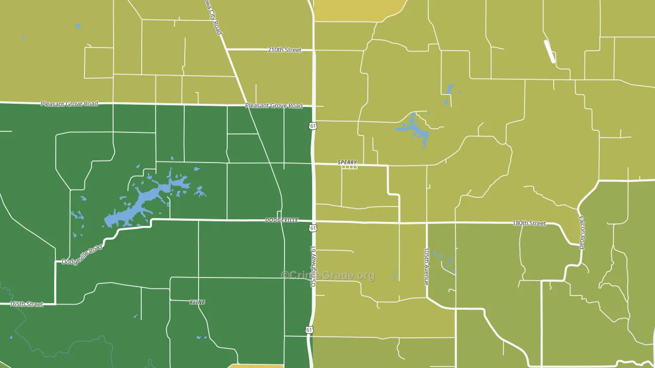 Sperry, IA Map of Vehicle Theft Rates