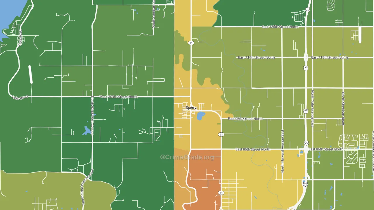 Sperry, OK Map of Vehicle Theft Rates
