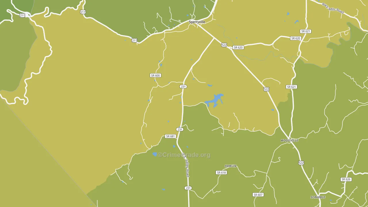 Sperryville, VA Map of Vehicle Theft Rates