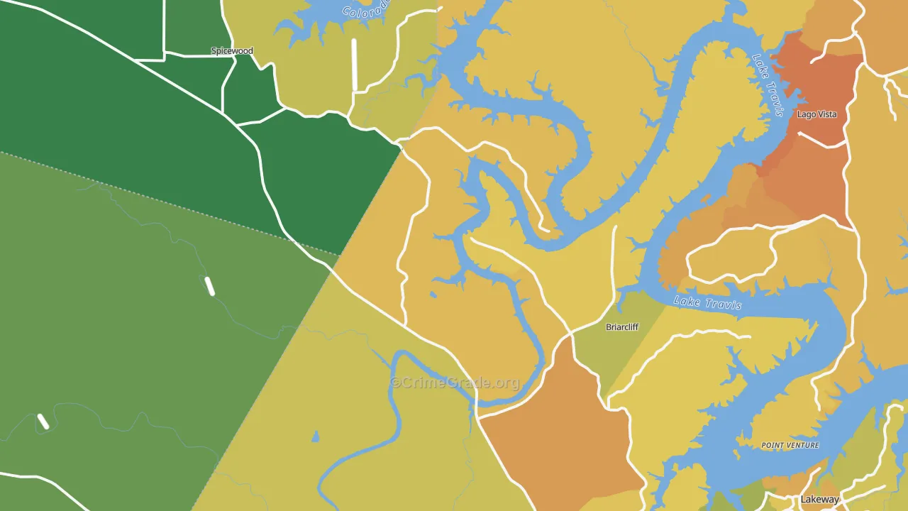 Spicewood, TX Map of Vehicle Theft Rates