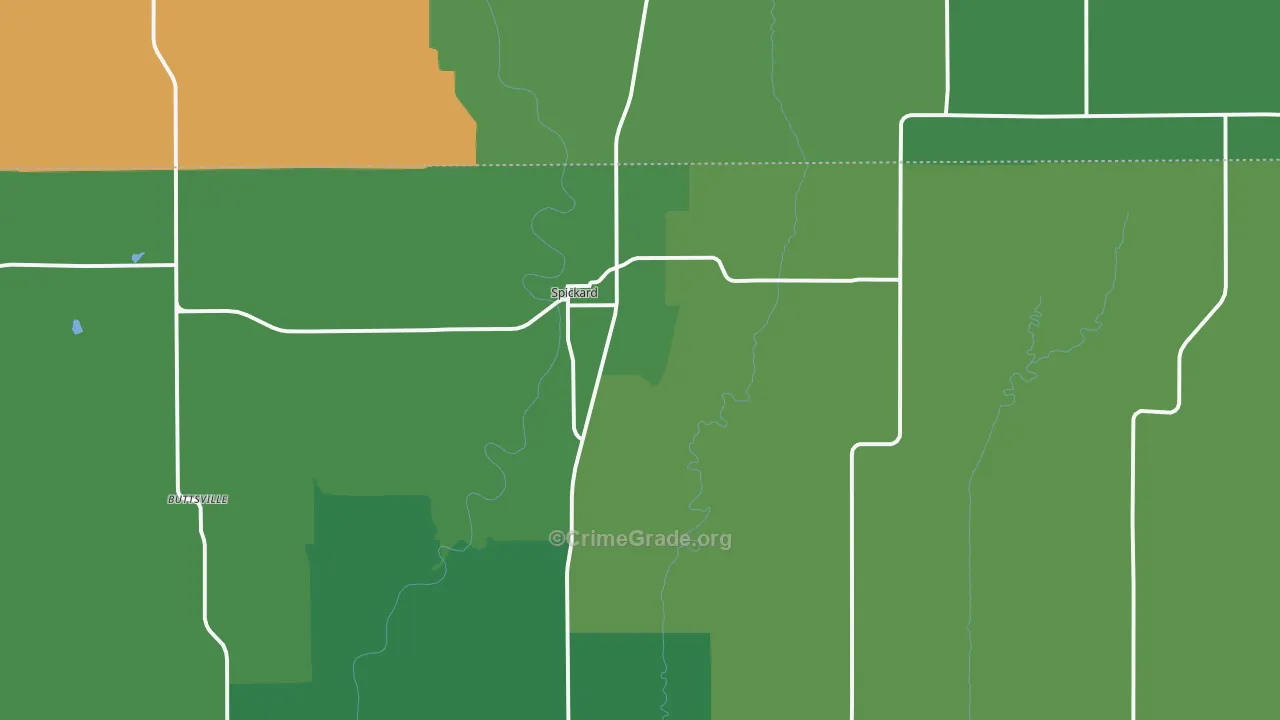 Spickard, MO Map of Vehicle Theft Rates