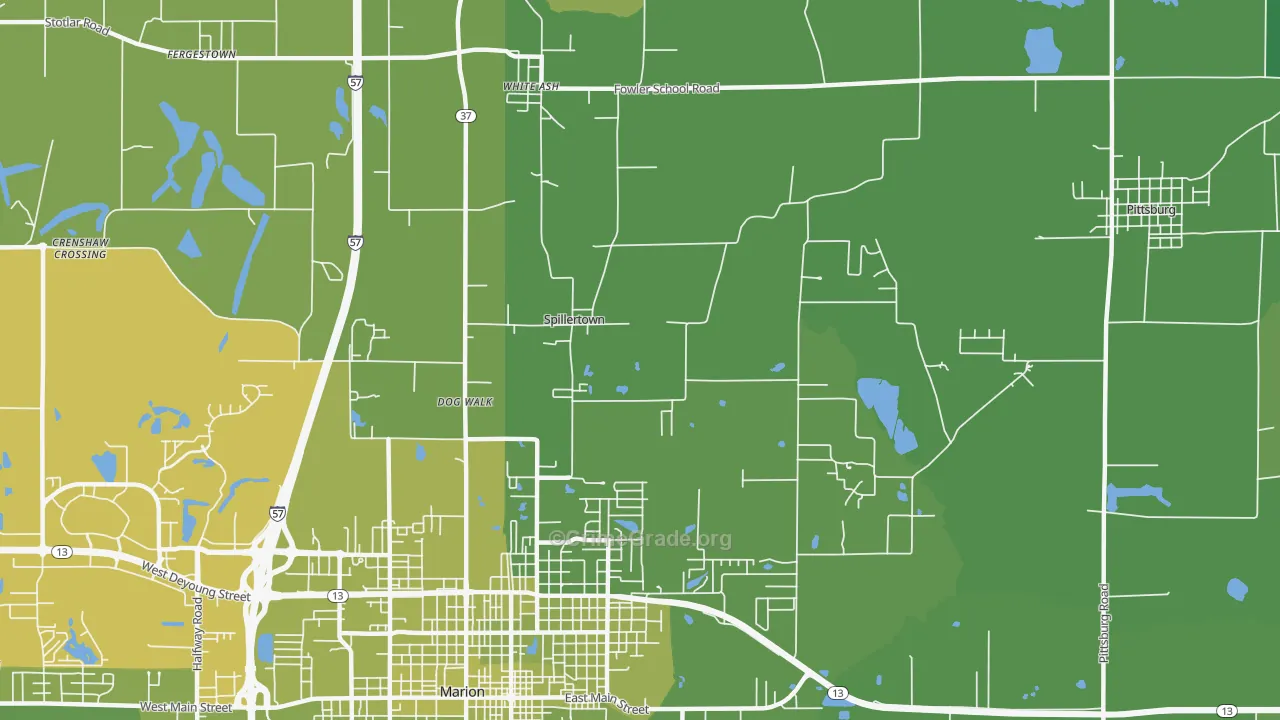 Spillertown, IL Map of Vehicle Theft Rates