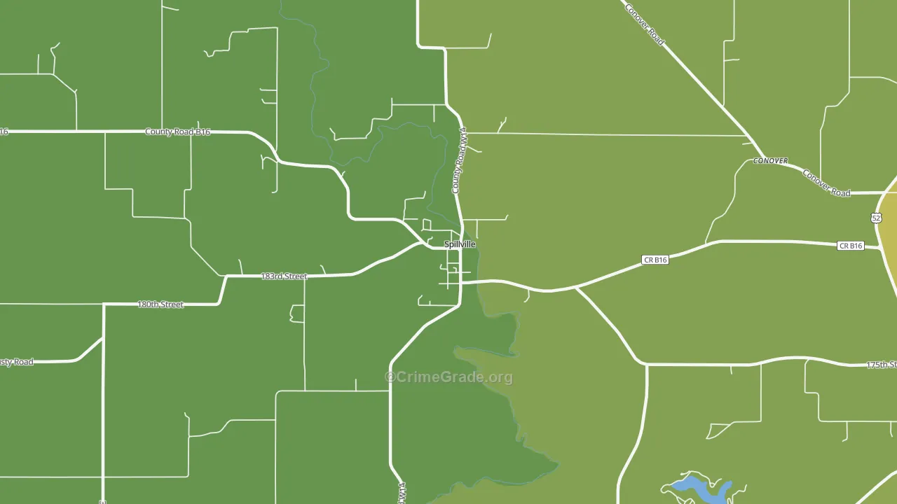 Spillville, IA Map of Vehicle Theft Rates