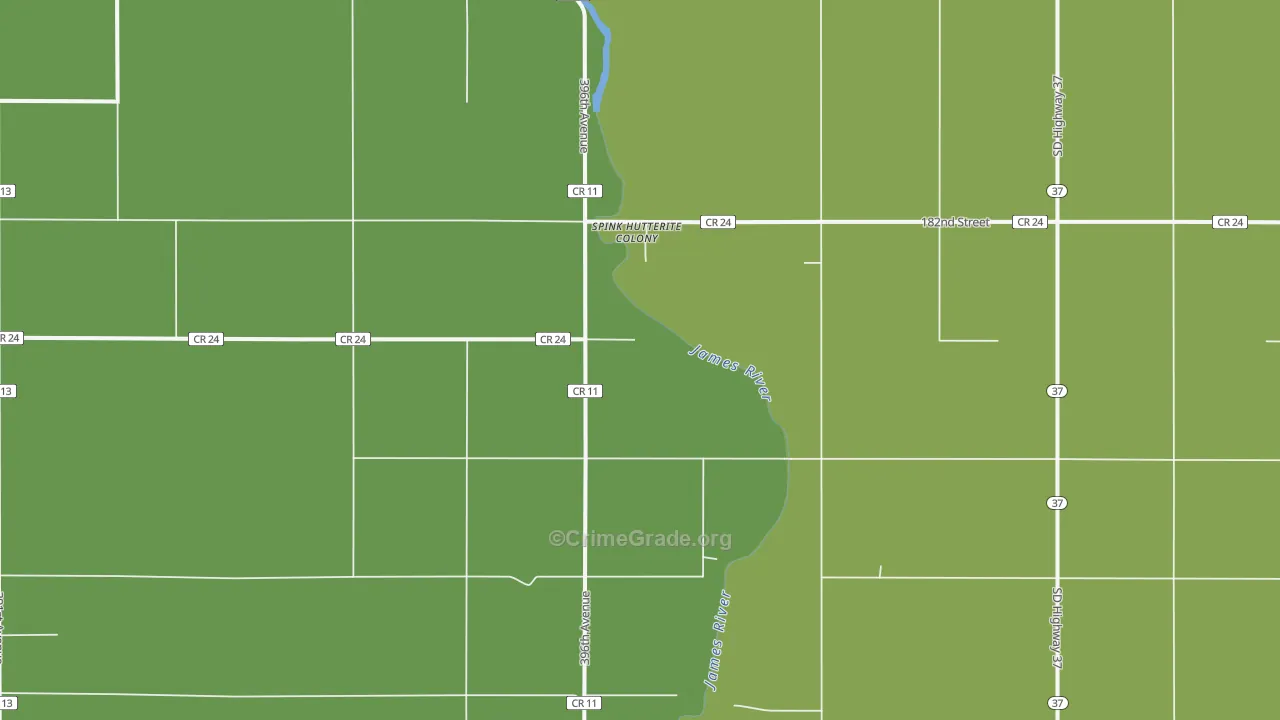 Spink Colony, SD Map of Vehicle Theft Rates