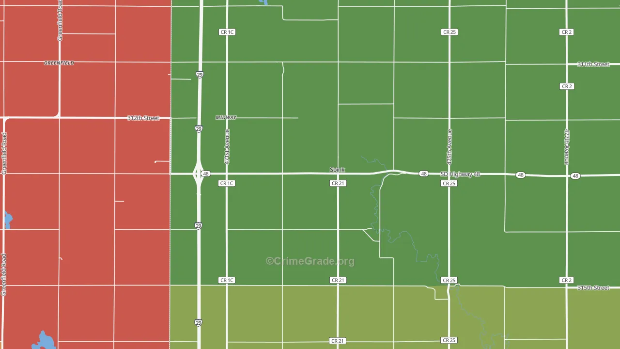 Spink, SD Map of Vehicle Theft Rates