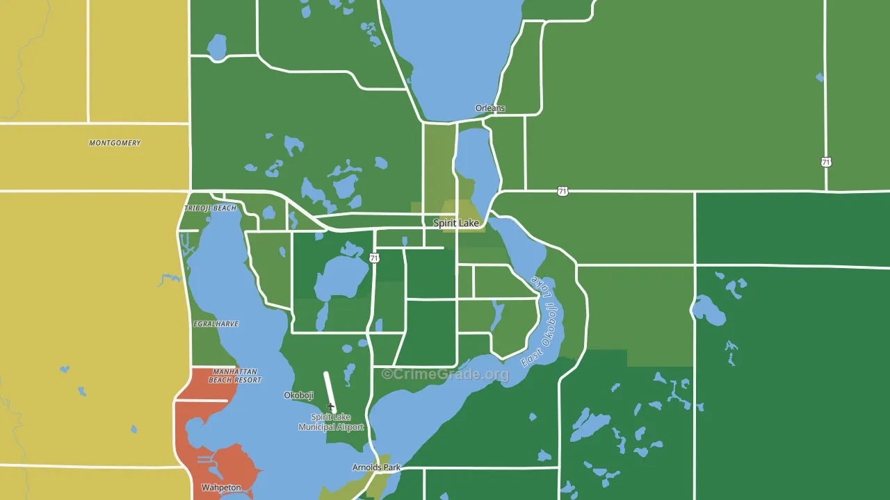 Spirit Lake, IA Map of Vehicle Theft Rates
