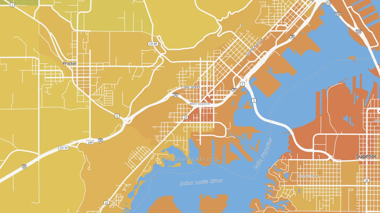 Spirit Valley-Denfeld-Norton Park, Duluth, MN Map of Vehicle Theft Rates