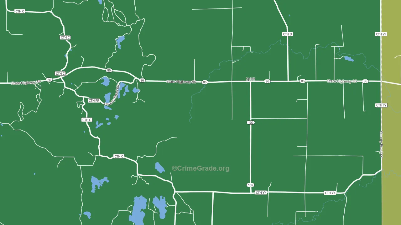 Spirit, WI Map of Vehicle Theft Rates