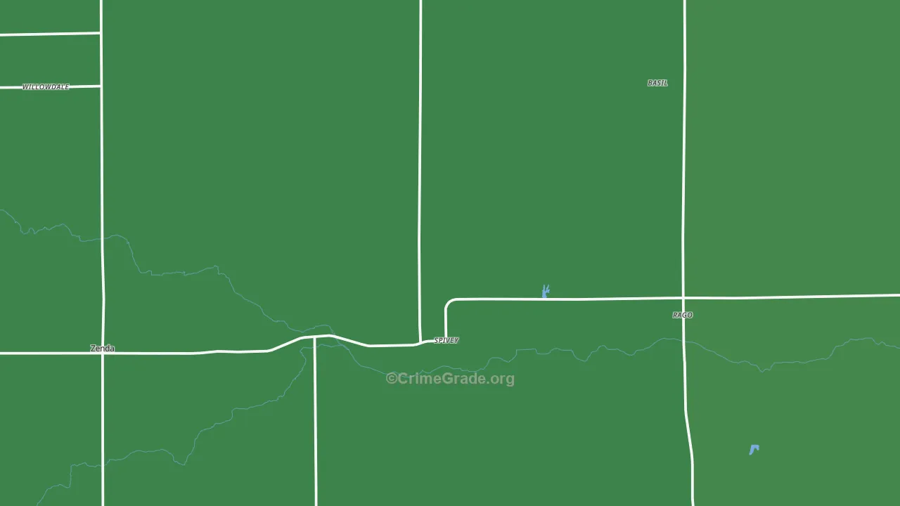 Spivey, KS Map of Vehicle Theft Rates