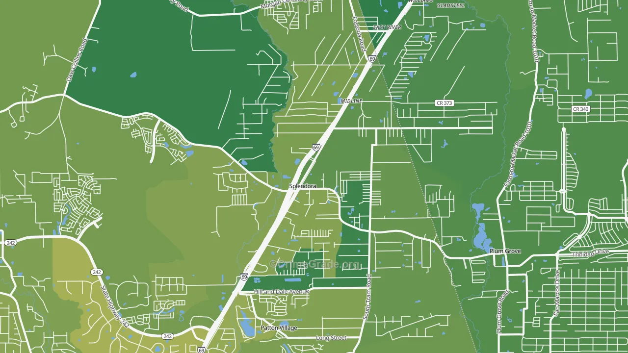 Splendora, TX Map of Vehicle Theft Rates