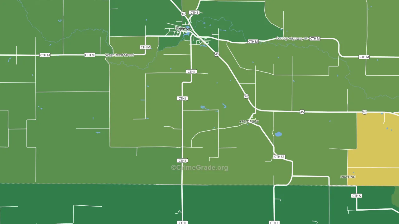 Split Rock, WI Map of Vehicle Theft Rates