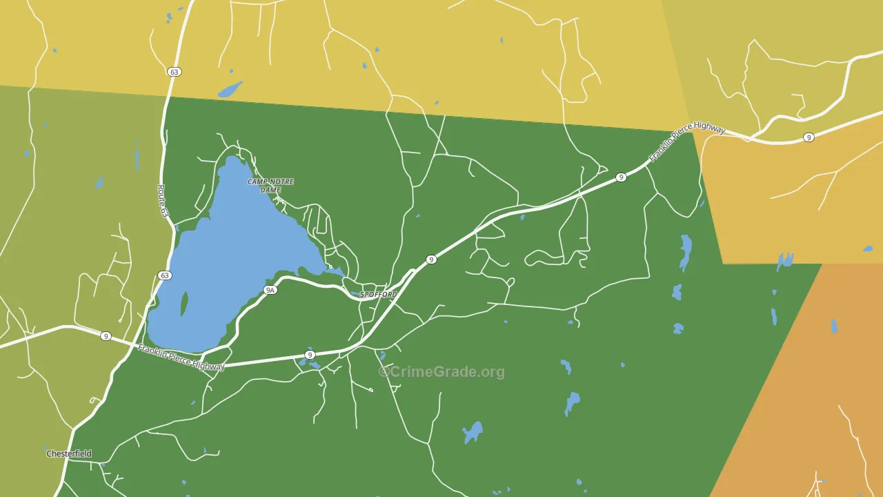Spofford, NH Map of Vehicle Theft Rates