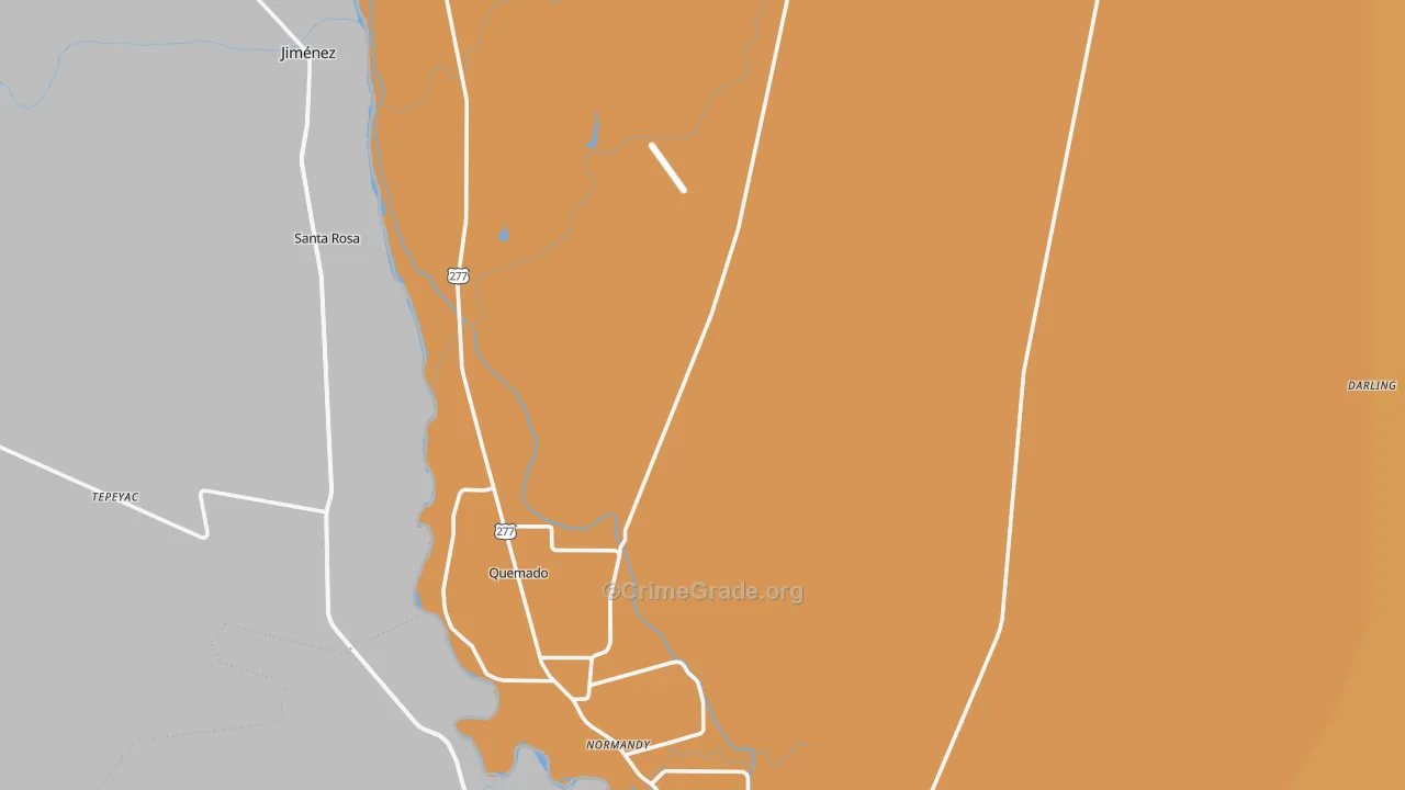 Spofford, TX Map of Vehicle Theft Rates