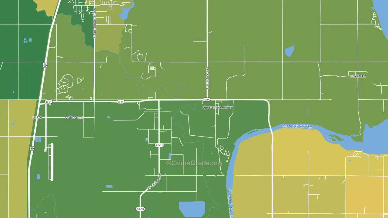 Sportsmen Acres, OK Map of Vehicle Theft Rates