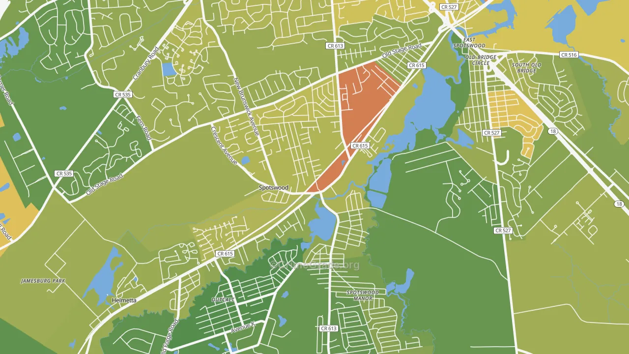 Spotswood, NJ Map of Vehicle Theft Rates
