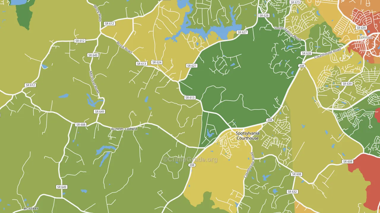 Spotsylvania Courthouse, VA Map of Vehicle Theft Rates