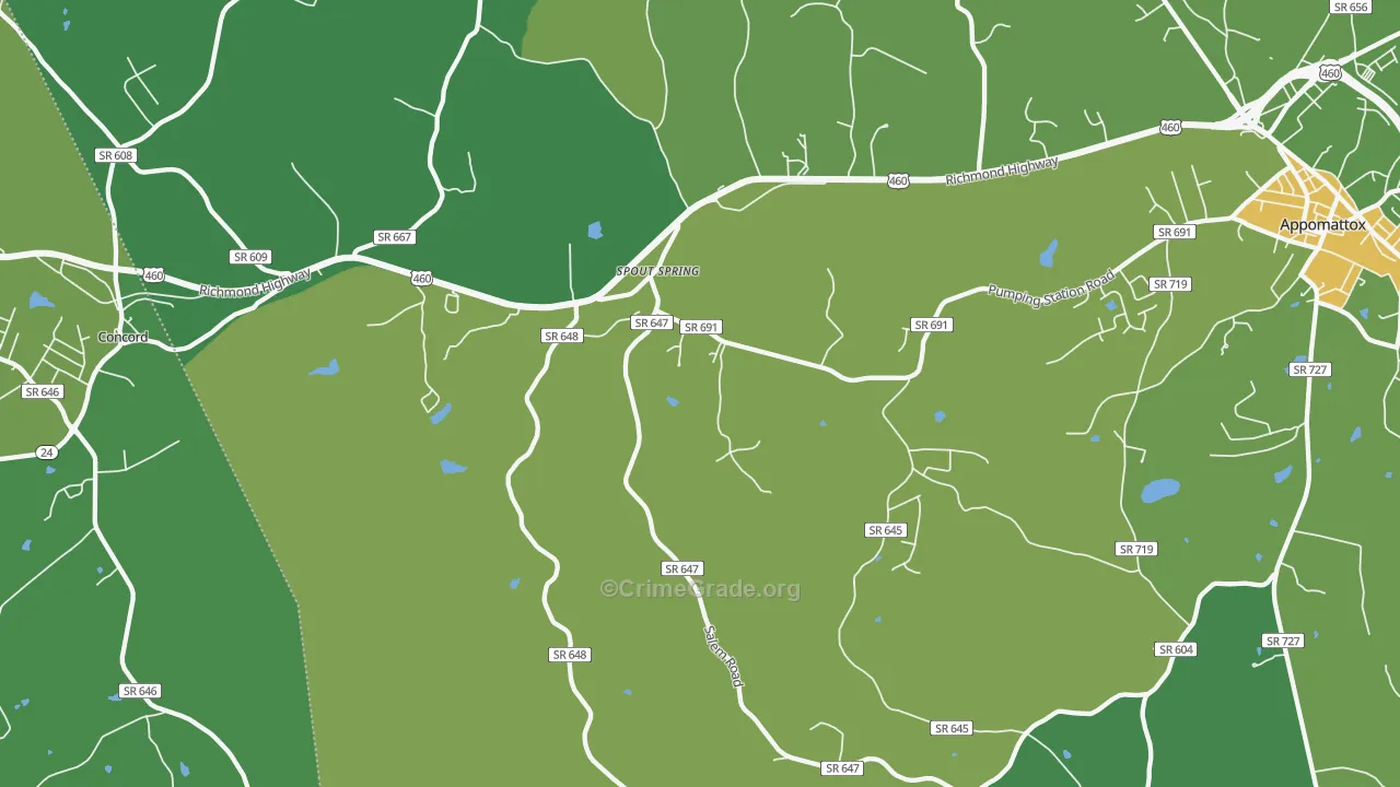 Spout Spring, VA Map of Vehicle Theft Rates