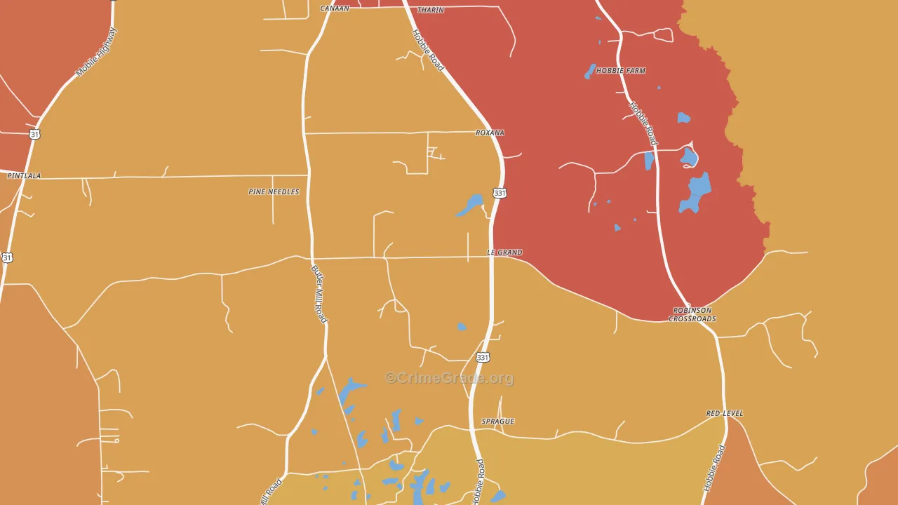 Sprague, AL Map of Vehicle Theft Rates