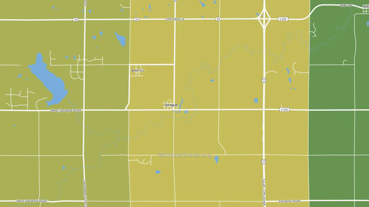 Sprague, NE Map of Vehicle Theft Rates