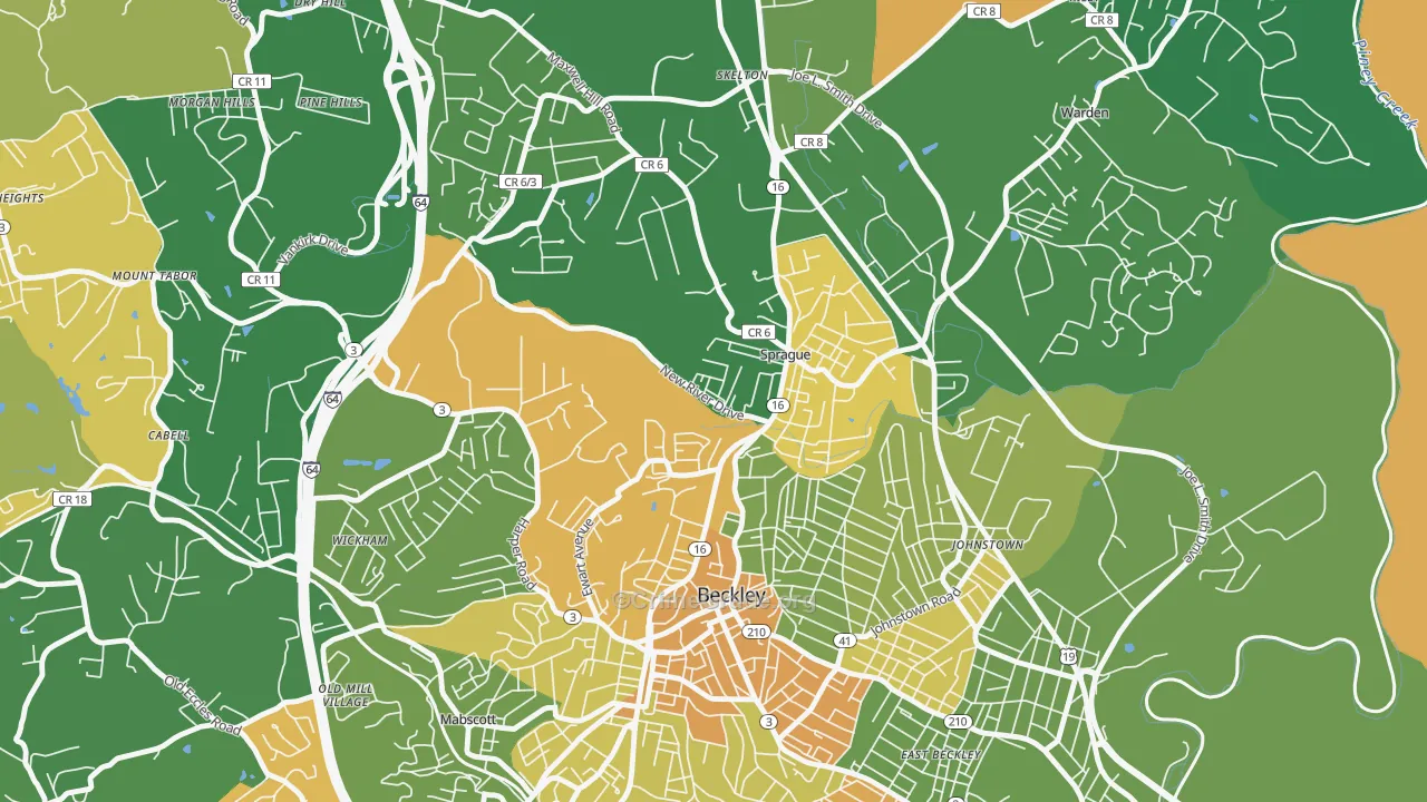 Sprague, WV Map of Vehicle Theft Rates
