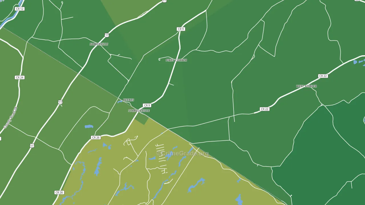 Spragueville, NY Map of Vehicle Theft Rates
