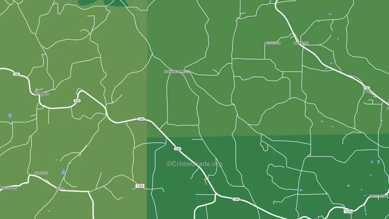 Sprankle Mills, PA Map of Vehicle Theft Rates