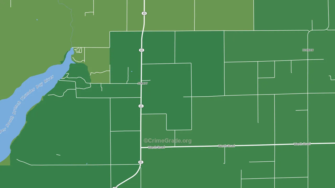 Spratt, MI Map of Vehicle Theft Rates