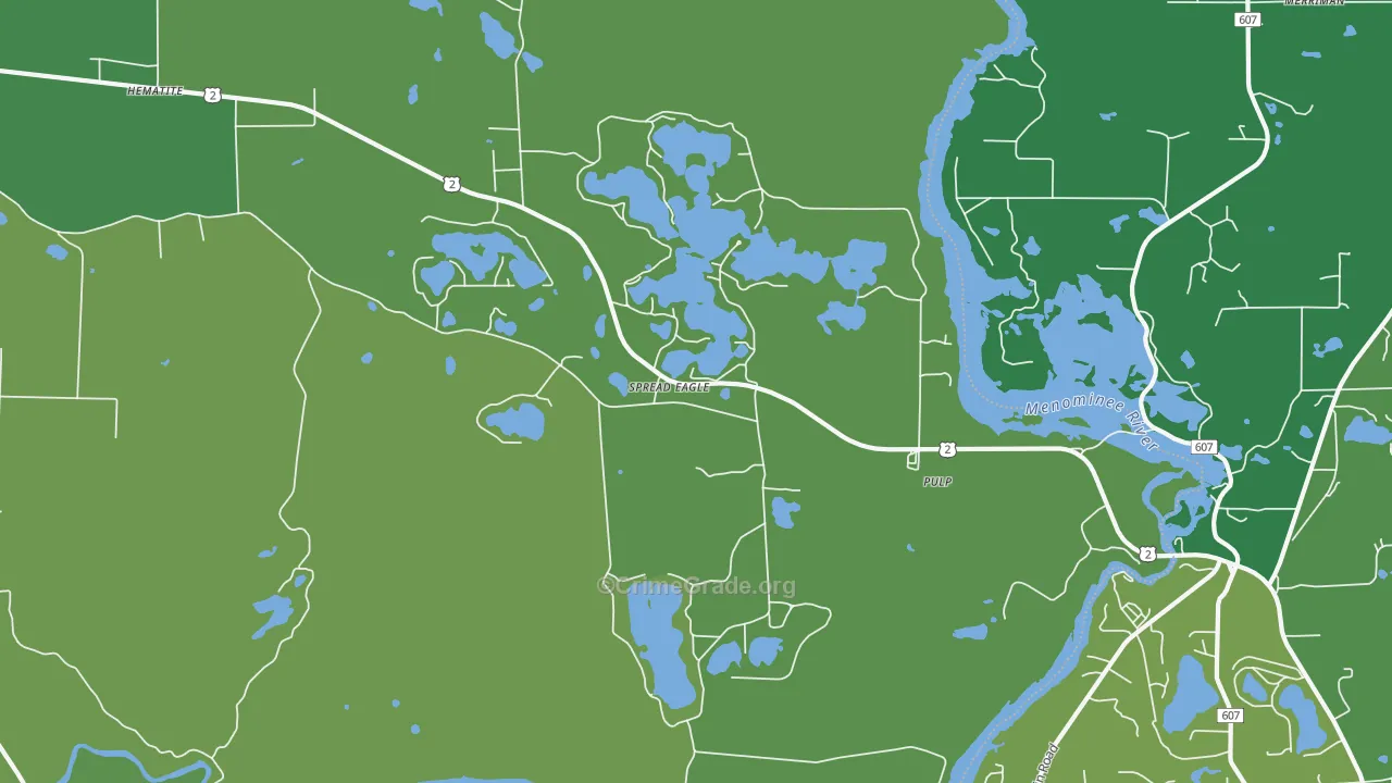 Spread Eagle, WI Map of Vehicle Theft Rates