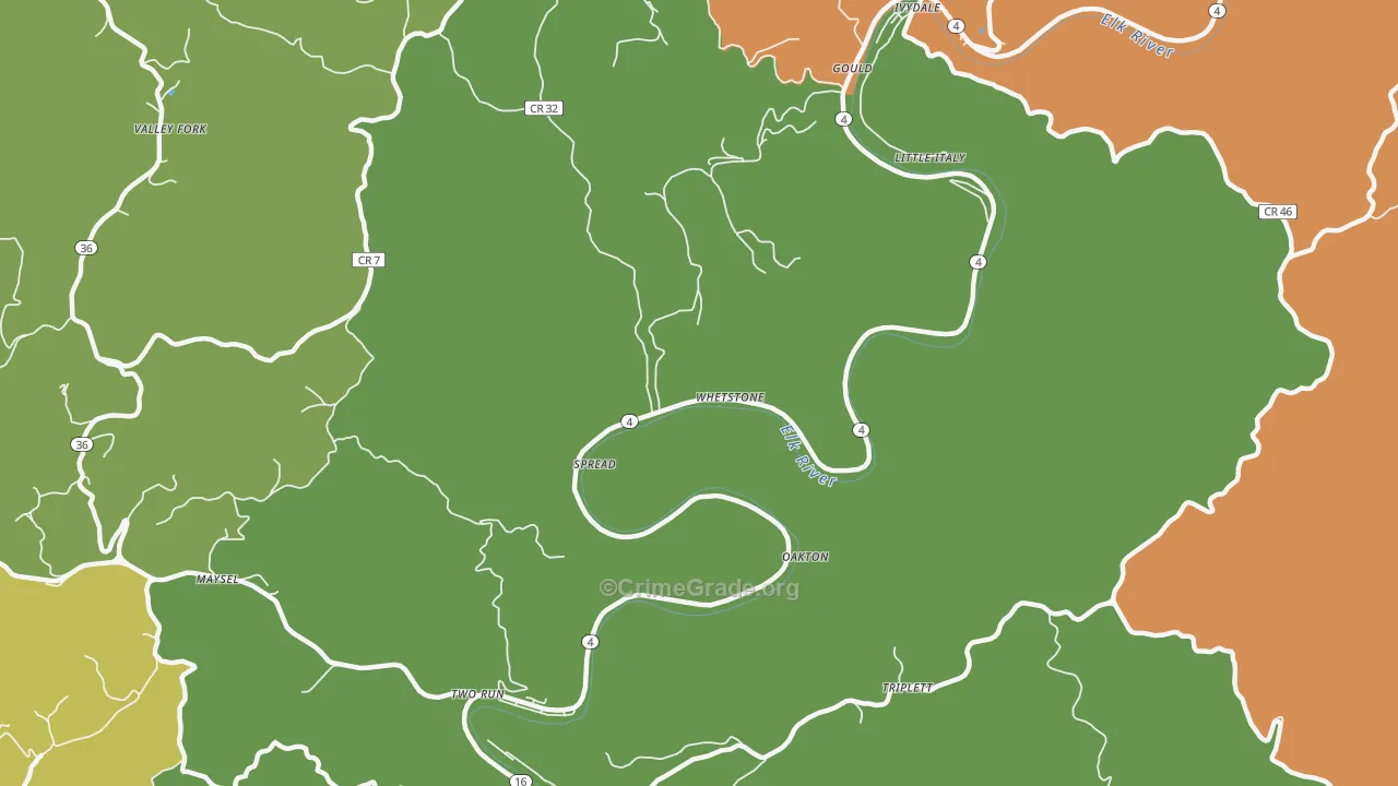 Spread, WV Map of Vehicle Theft Rates