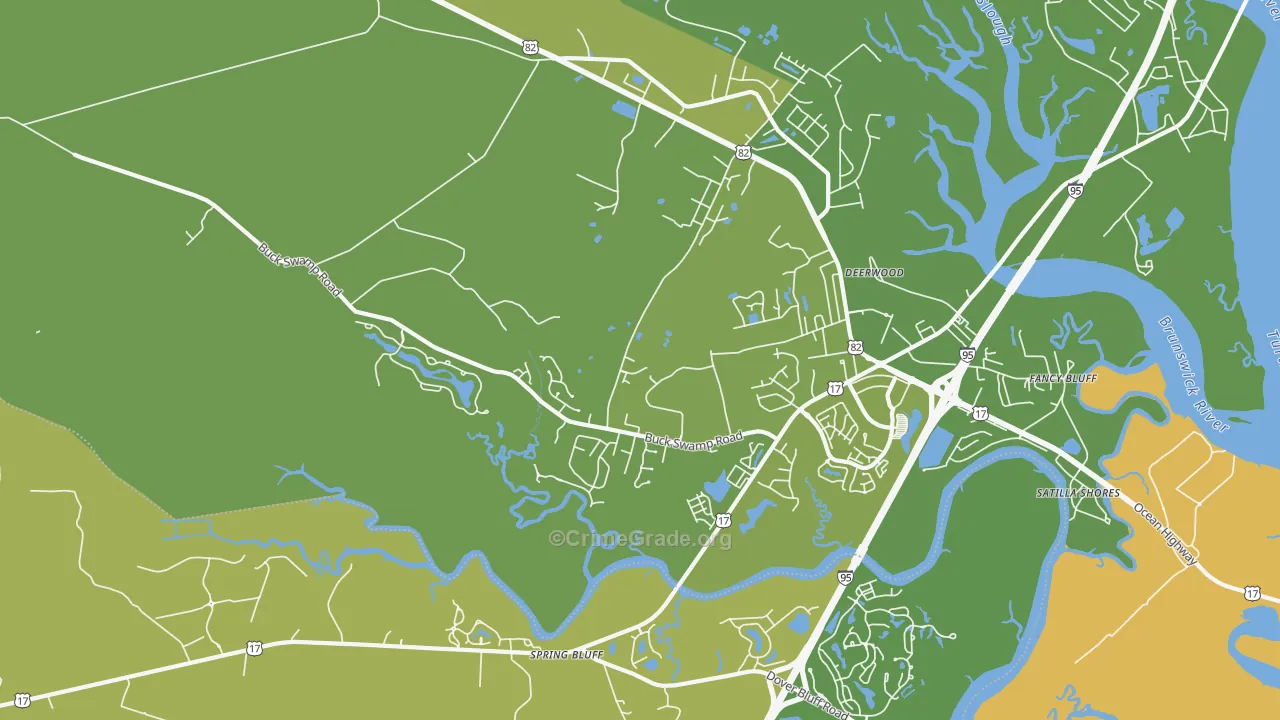 Spring Bluff, GA Map of Vehicle Theft Rates