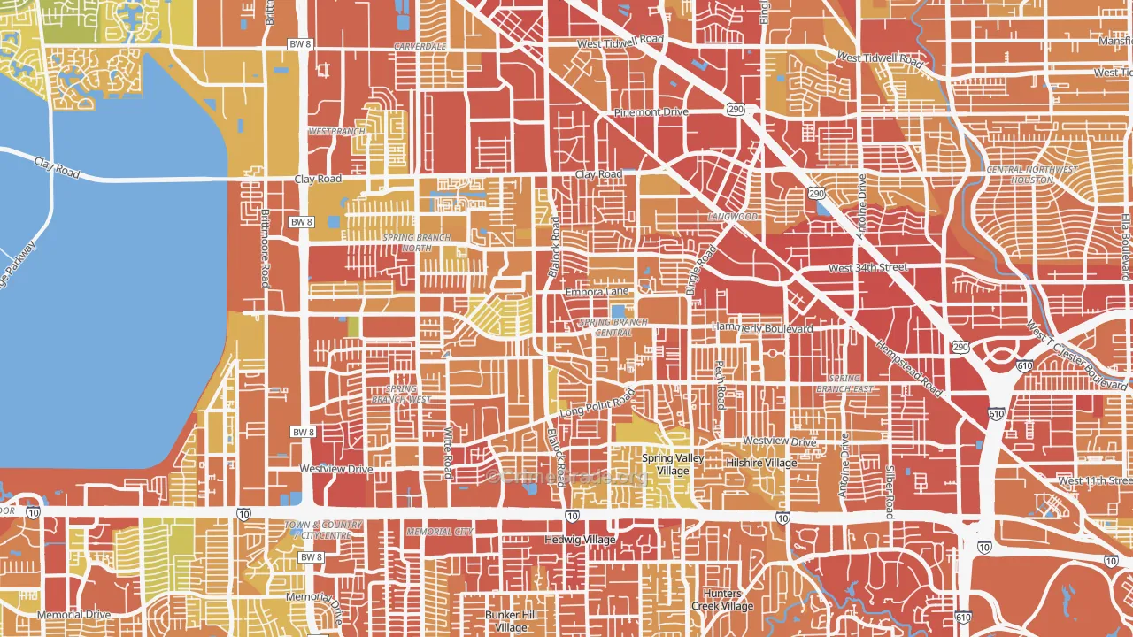 Spring Branch, Houston, TX Map of Vehicle Theft Rates