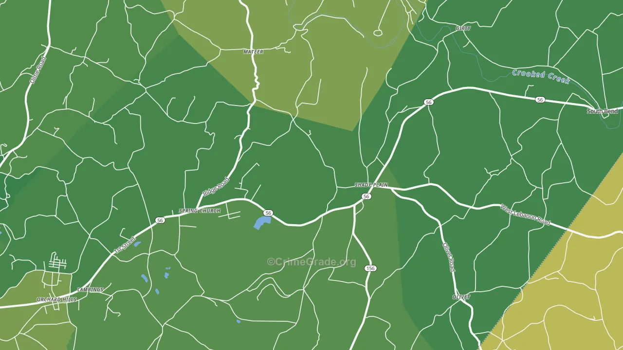 Spring Church, PA Map of Vehicle Theft Rates