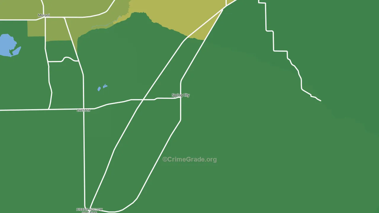 Spring City, UT Map of Vehicle Theft Rates