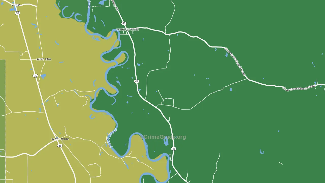 Spring Cottage, MS Map of Vehicle Theft Rates