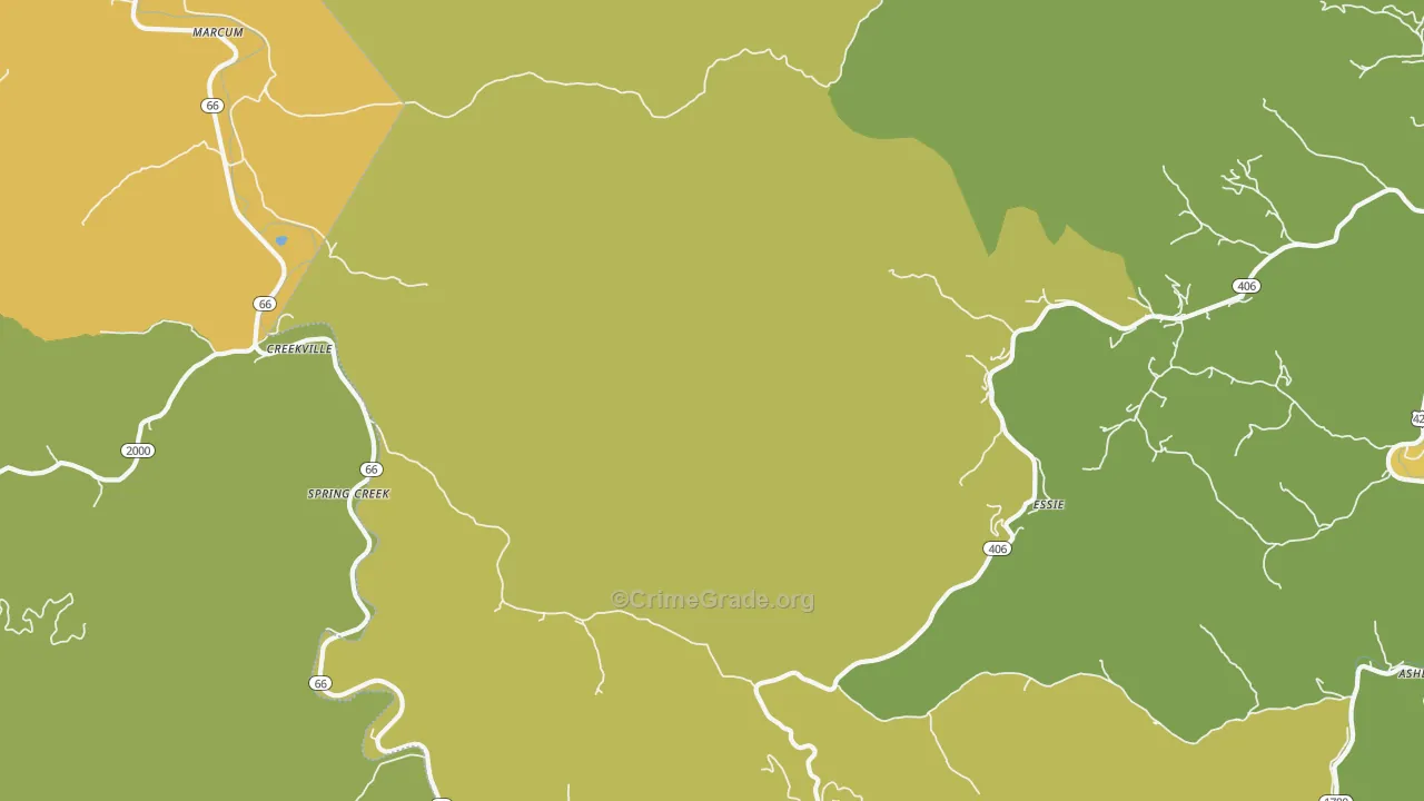 Spring Creek, KY Map of Vehicle Theft Rates