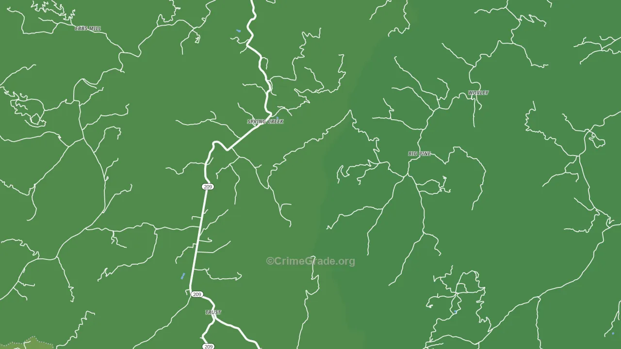 Spring Creek, NC Map of Vehicle Theft Rates