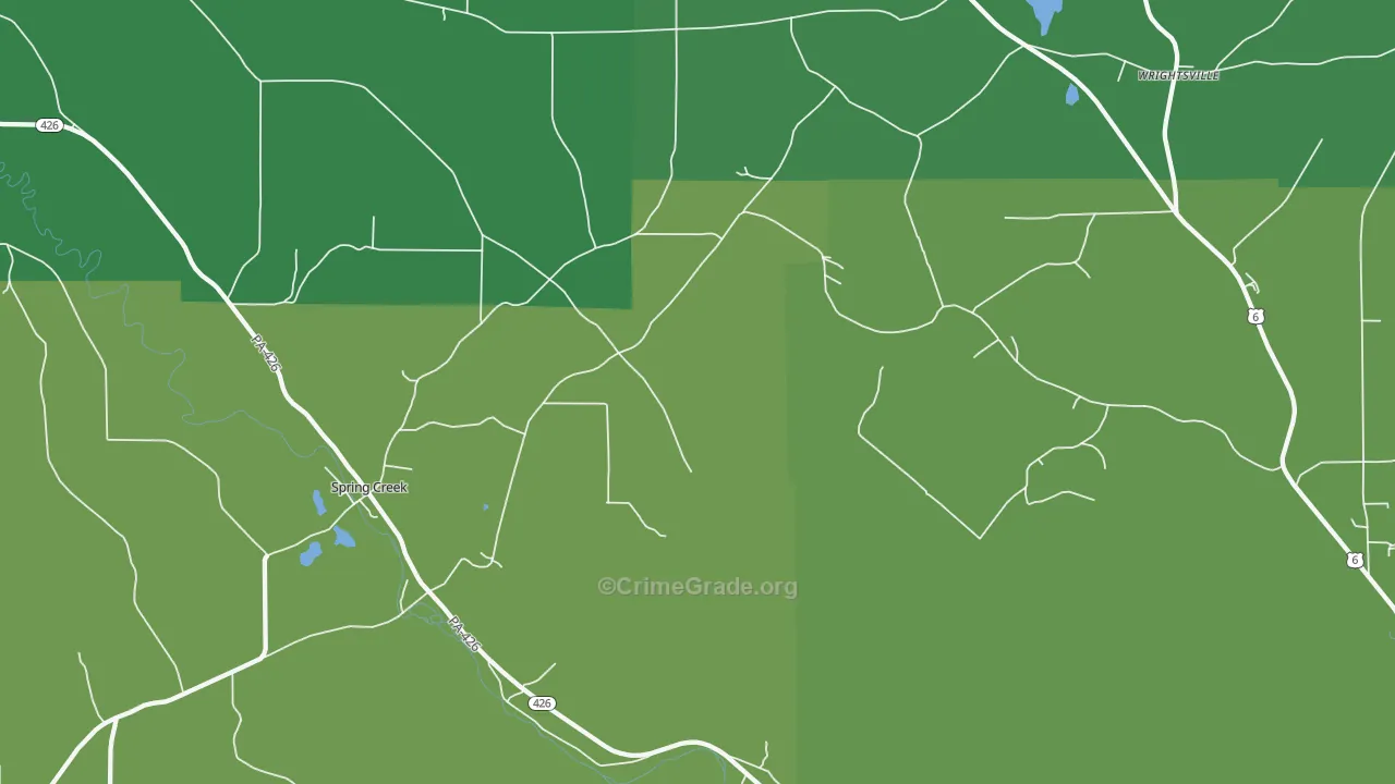 Spring Creek, PA Map of Vehicle Theft Rates