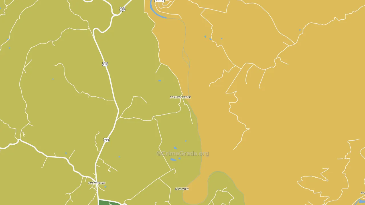 Spring Creek, WV Map of Vehicle Theft Rates
